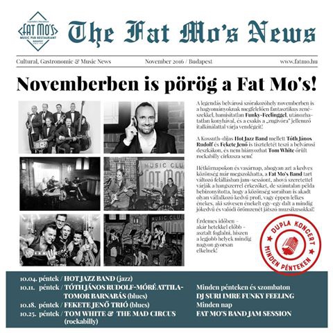 Novemberben is pörög a Fat Mo’s! - DIVAT&STÍLUS - STYLENEWS - blues, DJ Suri Imre, Fat Mos, Fekete Jenő, jazz, Speakeasy, Tom White, 