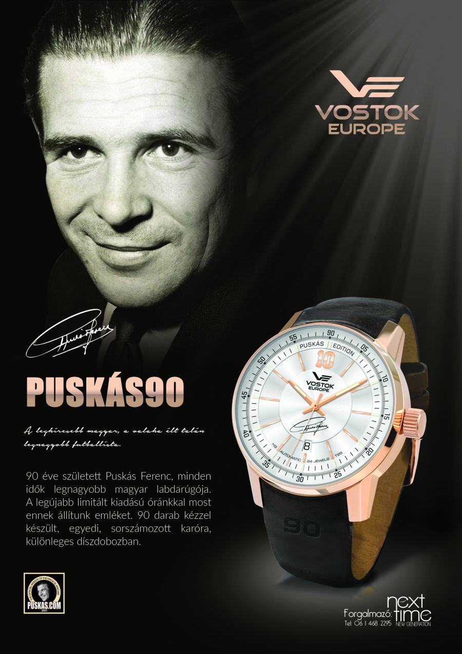 Puskás 90 a Vostok Europe-tól -  -  - óra, puskás ferenc, 