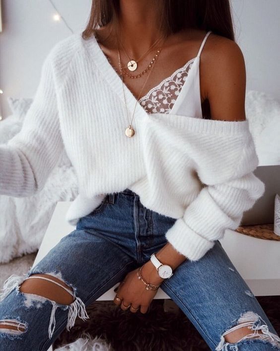 Stílusiskola: Elő a fehér kötött pulcsikkal - DIVAT&STÍLUS - Stílusiskola - divat 2019 ősz, divatrend, kötött pulóver, stílusiskola, 