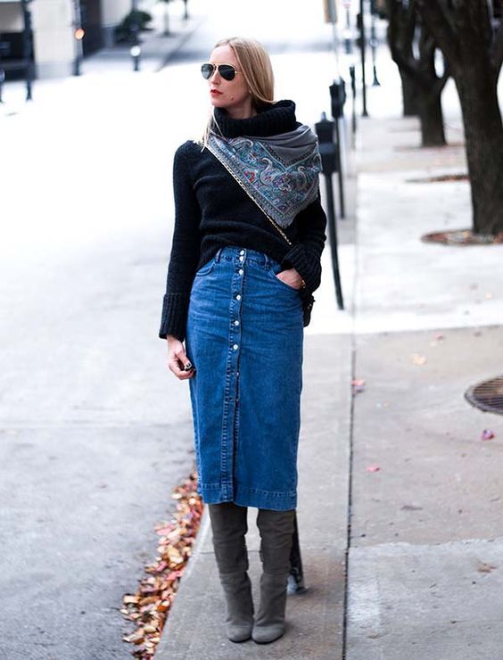 Stílusiskola: így viselj télen farmerszoknyákat - DIVAT&STÍLUS - Stílusiskola - divat, farmer, outfit, stílus, szoknya, 