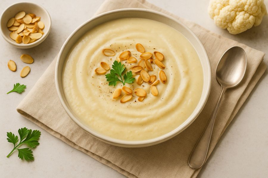 Karfiolkrémleves pirított mandulával – tökéletes hétindító könnyedség - STYLELIFE - Gasztronómia - karfiol leves, 