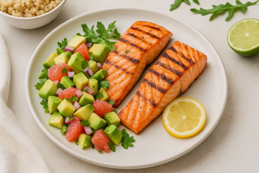 Grillezett lazac citrusos avokádó-salsával - STYLELIFE - Gasztronómia - avokado, grillezett lazac, recept, 