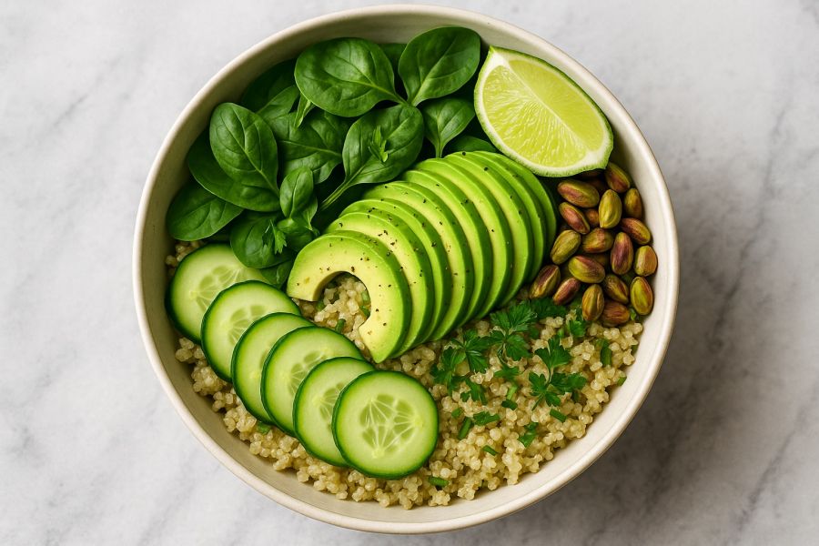Zöld istennő tál – avokádós, pisztáciás, lime-os quinoa bowl - STYLELIFE - Gasztronómia - istennő tál, könnyű ételek, quinoa, 