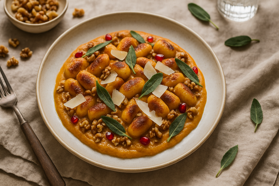 Zsályás-vajas sütőtökgnocchi parmezánnal és pirított dióval - STYLELIFE - Gasztronómia - sütőtök, vacsora, vajas sütőtökgnocchi, 
