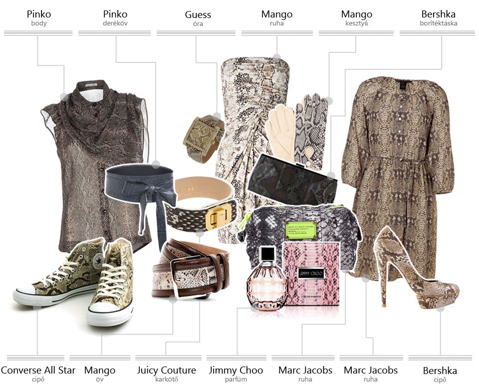 Kígyóbőrben - Hírek  -  - Bershka, Chloe, Jimmy Choo, kígyóminta, Mango, Marc Jacobs, Pinko, 