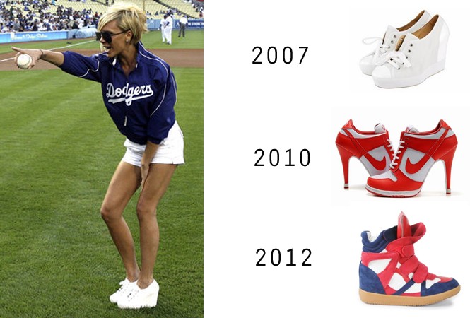 Ringó csípő, szép vádli sportcipőben? - Hírek  -  - Beckham, cipő, Gwen Stefani, Isabel Marant, magassarkú sportcipő, Miranda Kerr, Nike, szép vádli, trend, Victoria, wedge, 