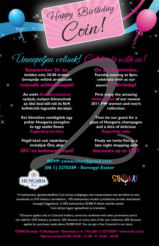 COIN születésnap - Hírek  -  - coin, divat, születésnap, 