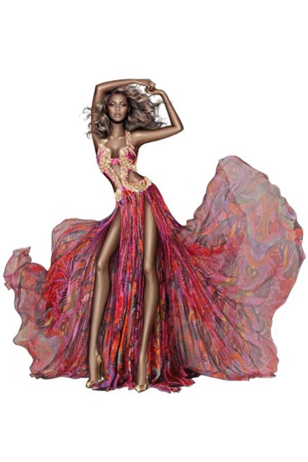 Beyonce virágba borult - DIVAT&STÍLUS - Hírek  - beyonce, cavalli, fellépőruha, 